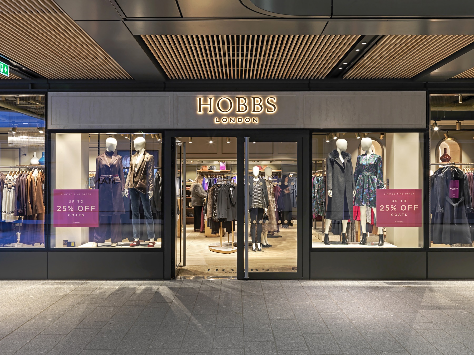 Store entrance to Hobbs at Broadgate Central.