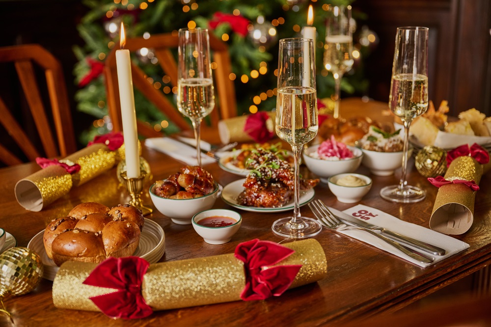 cosy club christmas dinner spread.