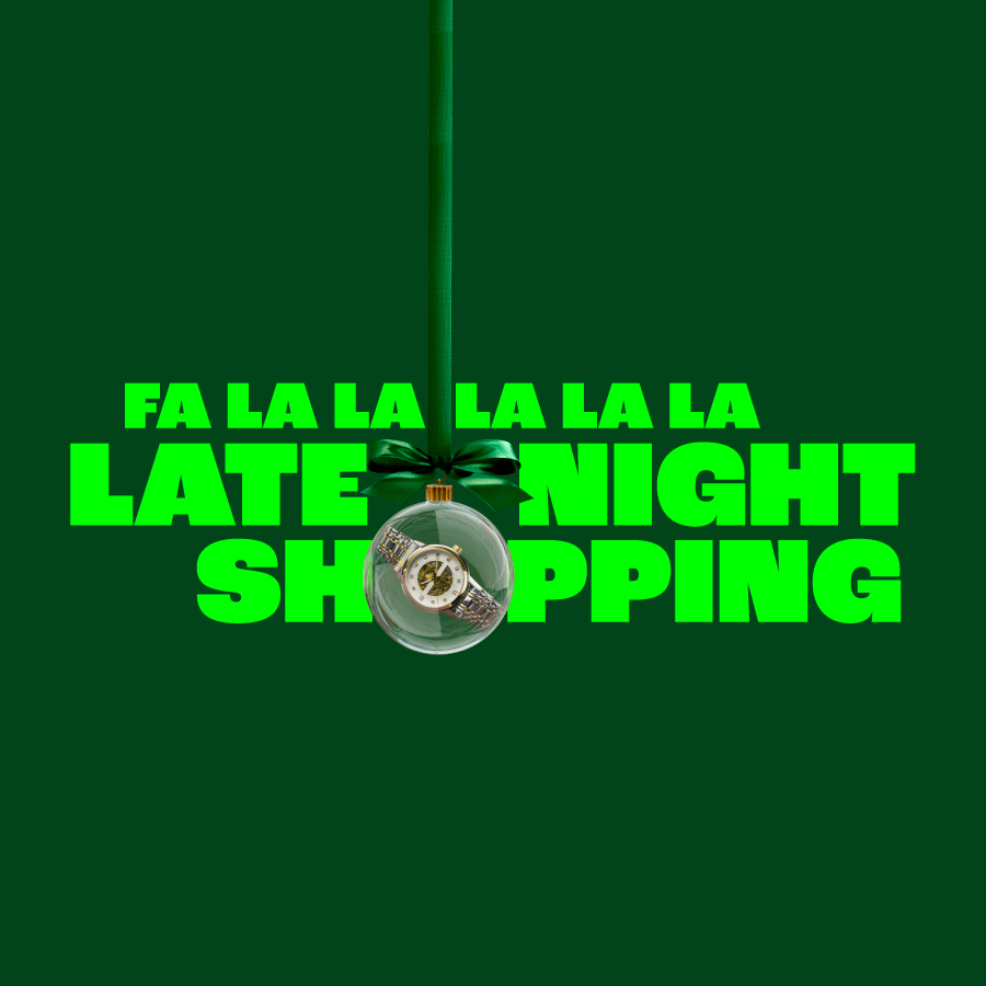 Text says Falalalalala late night shopping.