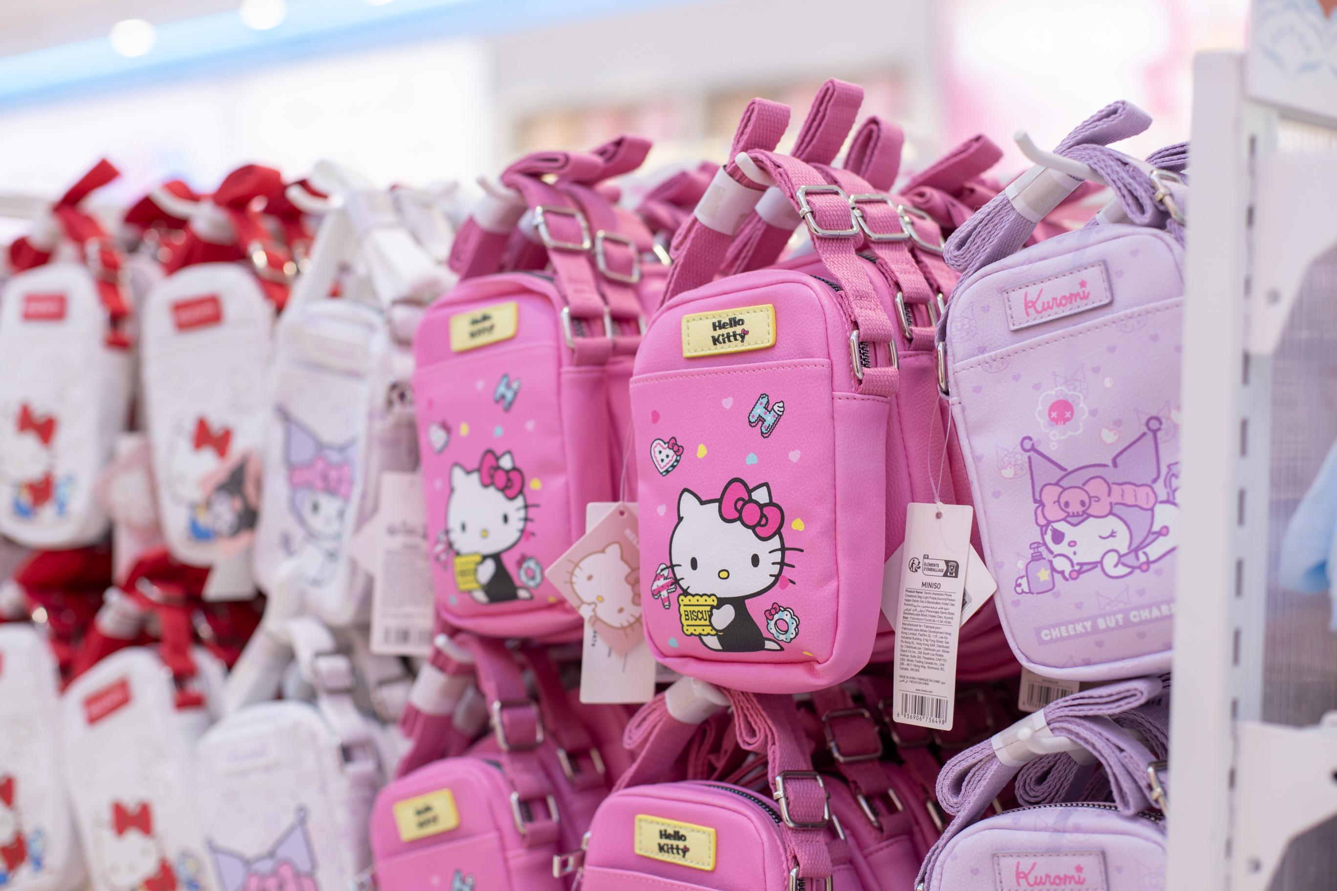 This is a promotional banner, likely from the website of MINISO, a global retailer specializing in low-cost, high-quality household goods, cosmetics, stationery, and toys, often featuring character collaborations. The overall aesthetic is bright, colorful, and highly organized.