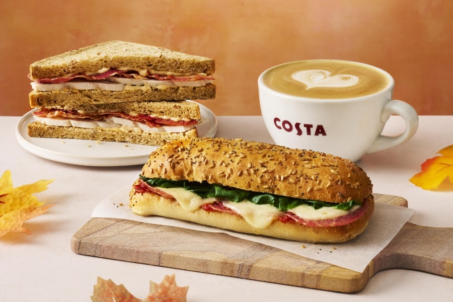 Array of costa autumn menu items