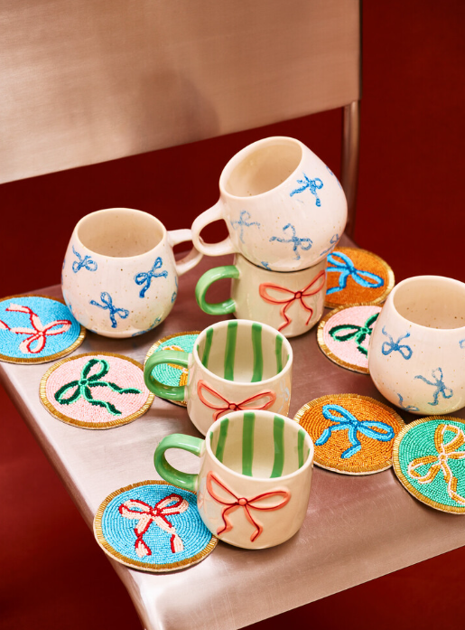 Oliver Bonas mugs with decorative bows