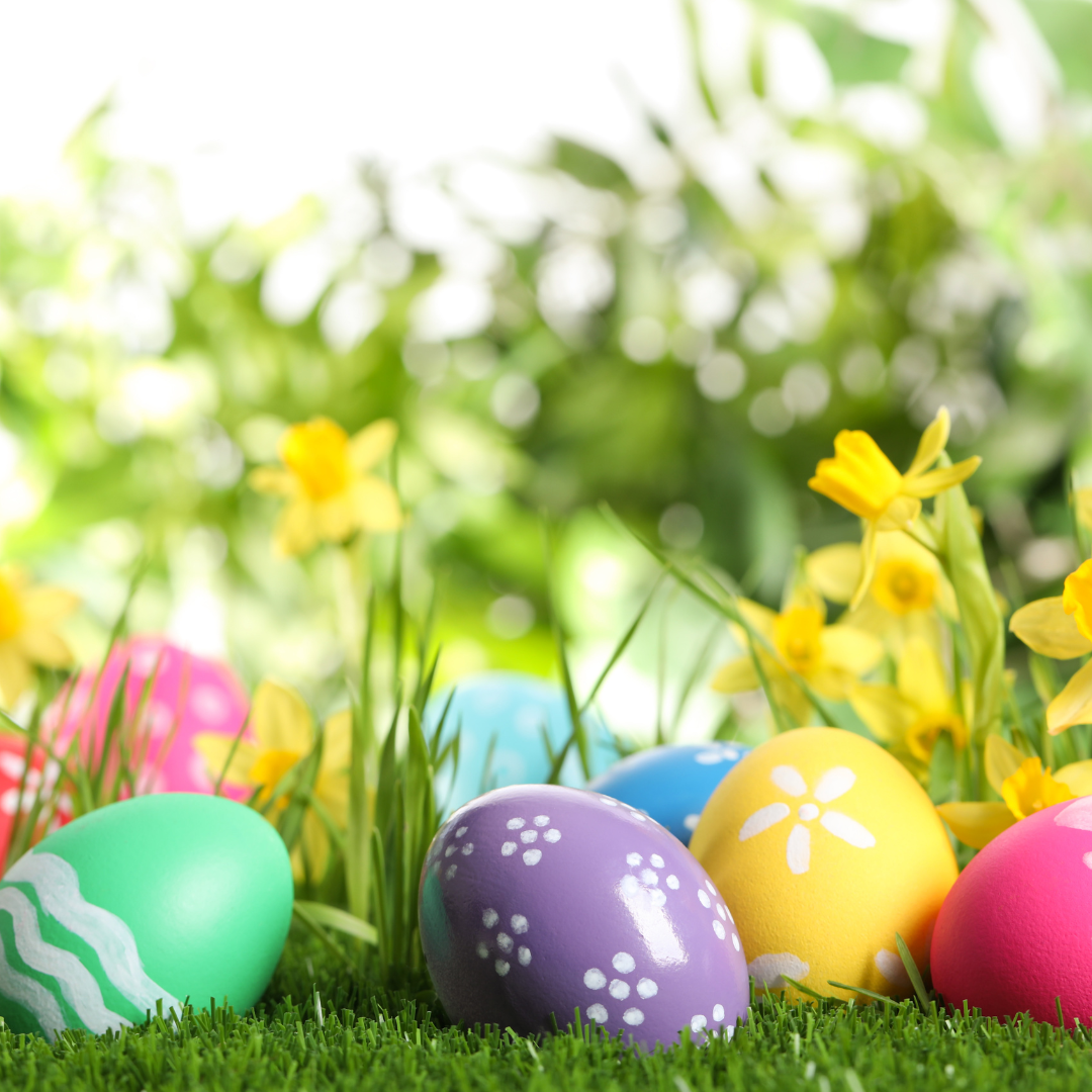 Easter Scene with colourful Easter eggs