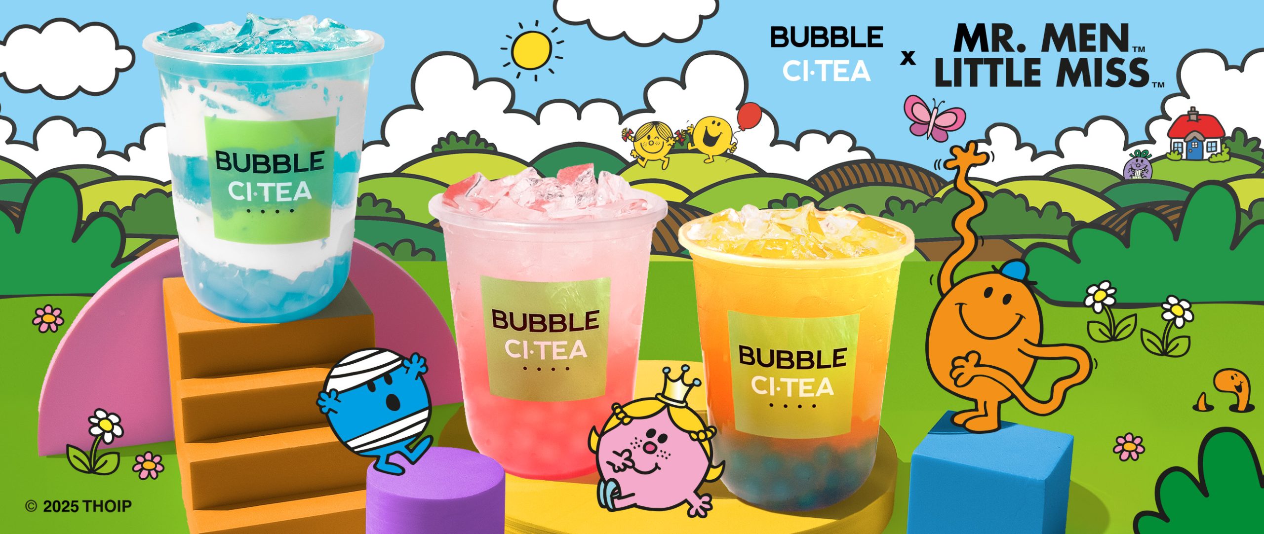 Three colurful bubble citea drinks
