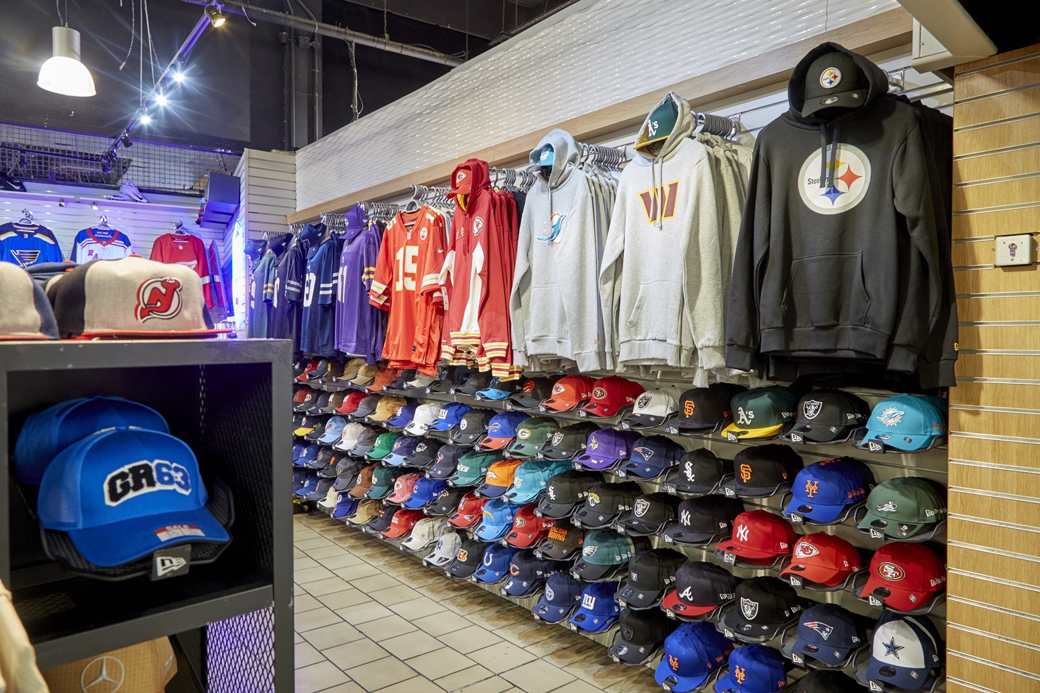 A rack of clothes at usa sports