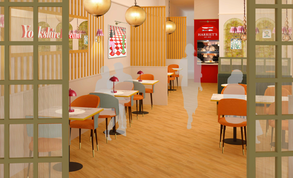 CGI mock up of the inside of Harriet's café