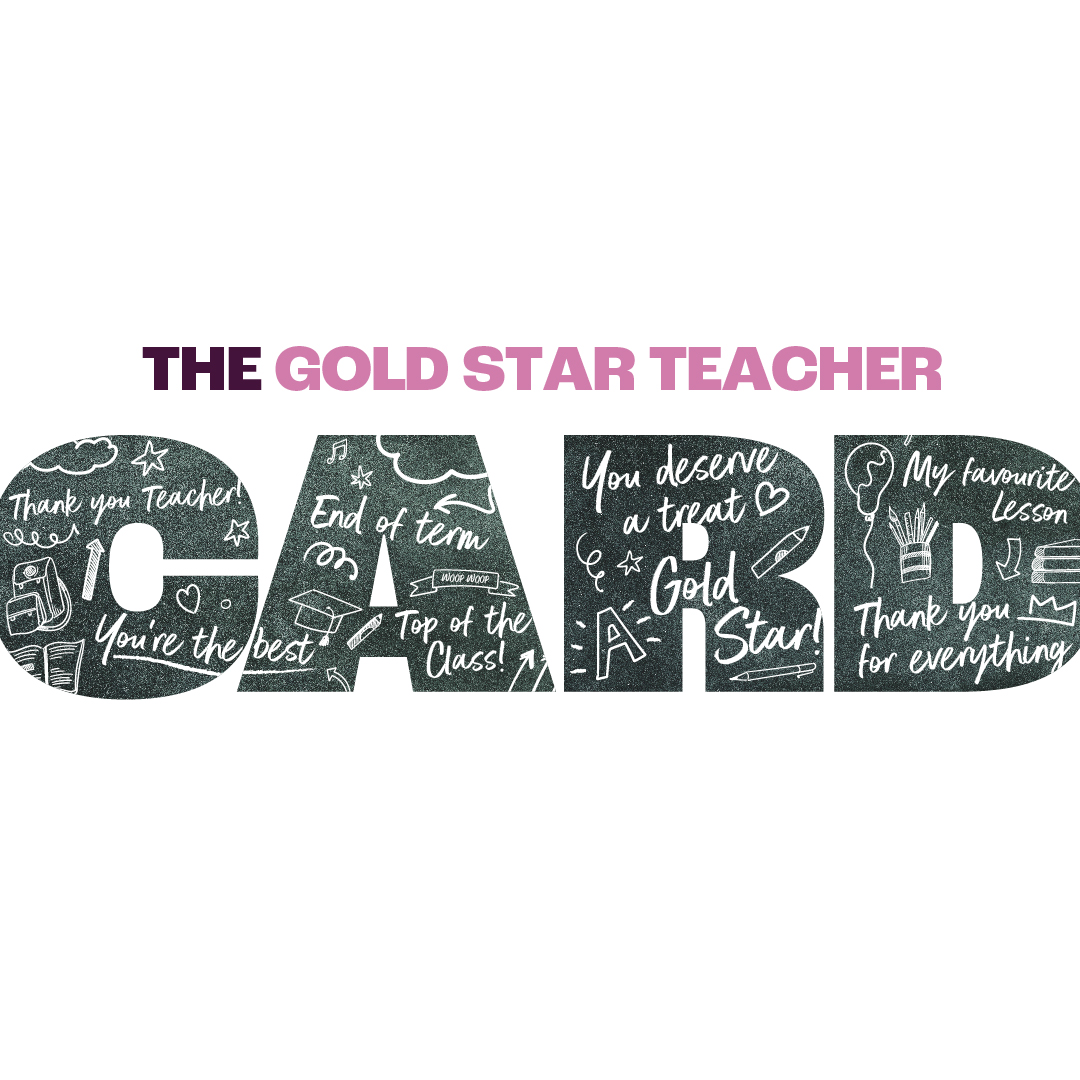 gift card banner text says 'the gold star teacher card'.